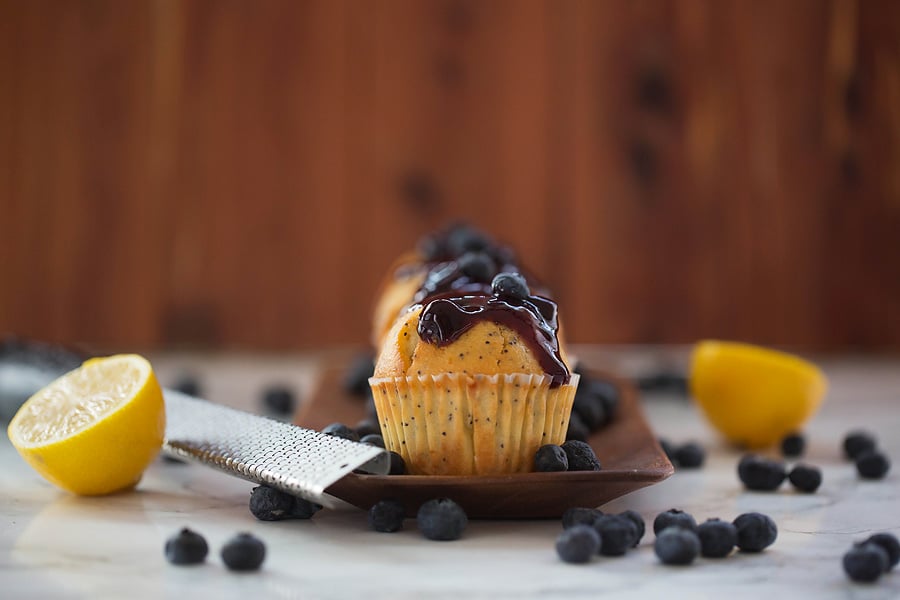 Honey Muffins with blueberry preserves