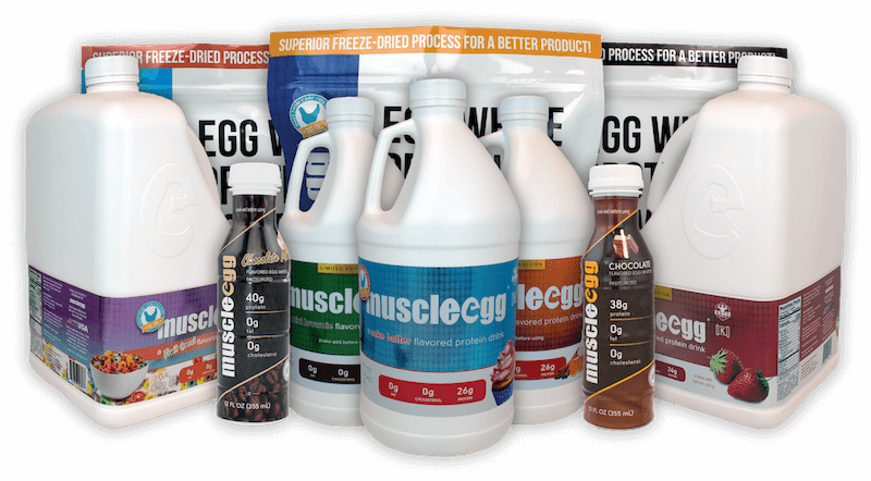 MuscleEgg products displaying new cage-free packaging